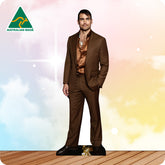 Man wearing a brown suit with a blurred background and 'Australian Made' logo.